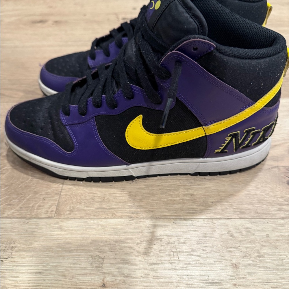 Nike High-Top Sneakers in Black, Purple, and Yellow